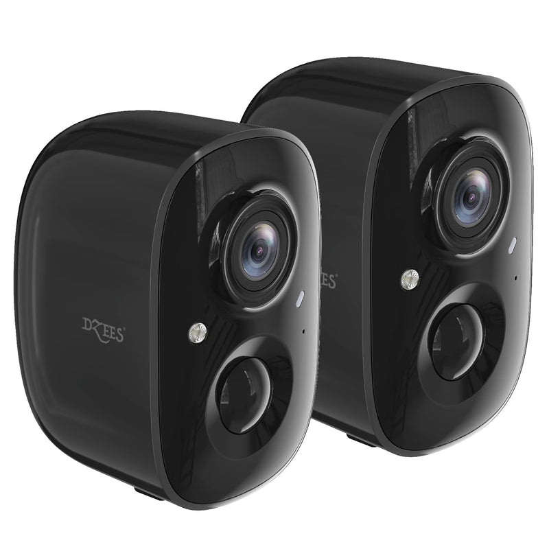 Dzees 2K Security Cameras Outdoor Wireless, WiFi Battery Powered Surveillance Camera for Home Security, Indoor Video Cam with Color Night Vision, 2 Way Audio, AI Motion Detection, Cloud/SD, IP65 Black(2 Pcs)