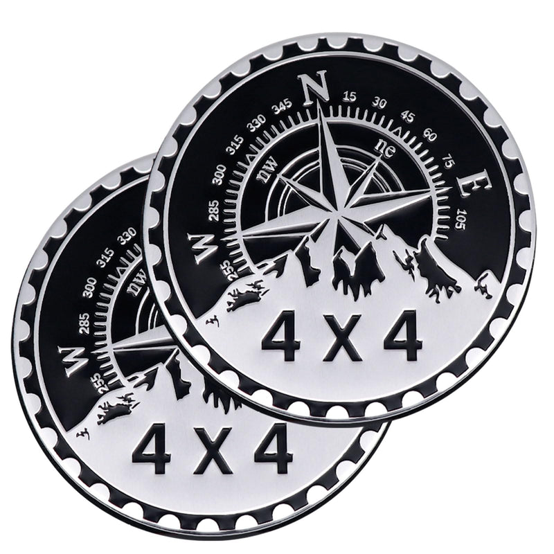 2 pcs Car Emblem 4 x 4 Metal Automotive Badge 3D Metal Car Badges Emblems Round Emblem Decals Car Badge Decals Stickers Compatible with Vehicles Trucks SUV RV Decorations (W N E-Rated) W N E-Rated