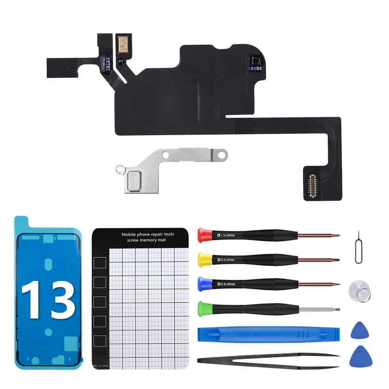 for iPhone 13 OEM Ear Speaker Flex Cable Replacement Earpiece Connector Fix Proximity Sensor Part with Assemble Mic Repair Tools Kit with Screwdriver for iPhone13 A2631 A2633 A2634 A2635 A2482