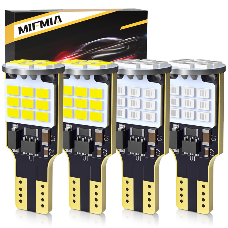 912 921 LED Bulbs for Cargo Light High Mount Stop 3rd Brake Light Combo White/Red, High Power 27-SMD Chipsets 400% Brighter T15 906 904 W16W (Upgraded, Pack of 4)
