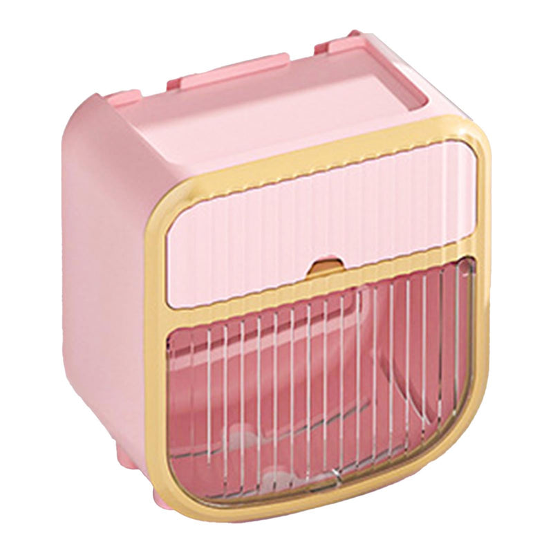Toilet Paper Holder, Waterproof Wall Mounted Bathroom Tissue Holder Dispenser Roll Paper Towel Holder with Storage Space Shelves and Storage Boxes (Pink) Pink