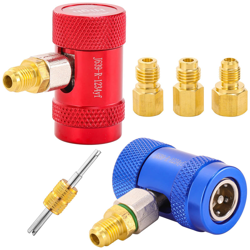 R1234YF Quick Couplers, R1234YF Adapter Kit, High/Low Pressure Side R1234yf Manual Connector Kit for AC Charging Style B