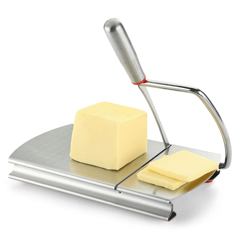 Cheese Slicer Cutter, Stainless Steel Cheese Cutter Board with Blade for Block Cheese, Vegetables, Butter, Sausages, Bread