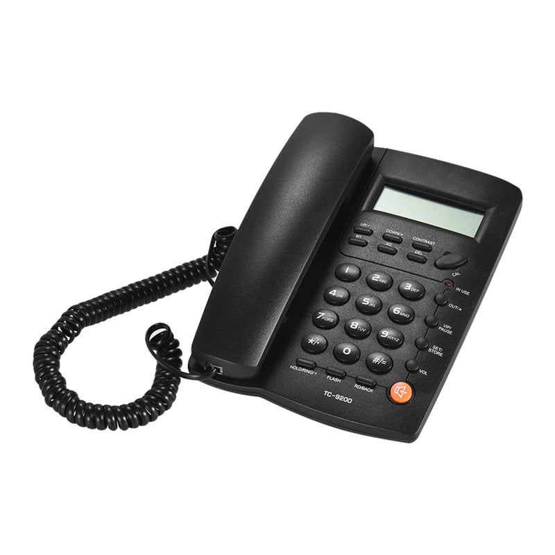 Desk Corded Telephone Phone with LCD Display Caller ID Adjustable Calculator Alarm Clock for House Home Call Center Office Company Hotel