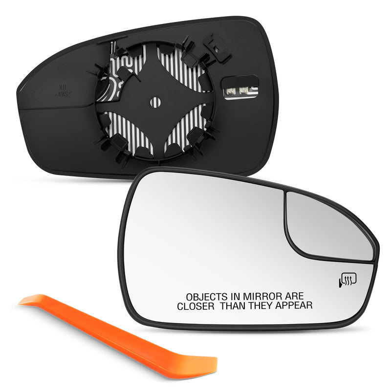 Passenger Side Mirror Replacement for Ford Fusion 2013 2014 2015 2016 2017 2018 2019 2020, Right Side Exterior Mirror Glass, Heated, Chrome Convex Mirror with Backing Plate DS7Z17K707B Passenger Side(RH)
