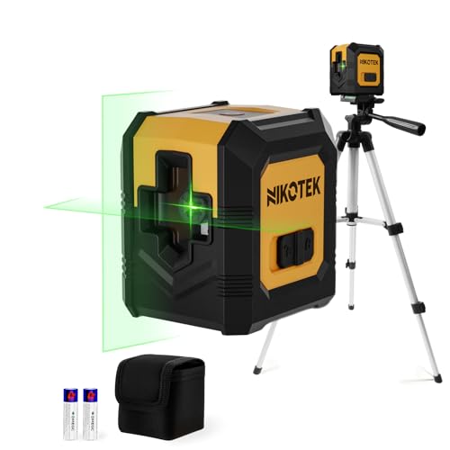 Nikotek Laser Level with Tripod, Self-Leveling Green Beam Horizontal and Vertical Cross-Line Laser for Home Decoration Carrying Pouch, Battery Included (27 Inch Tripod) 27 Inch Tripod