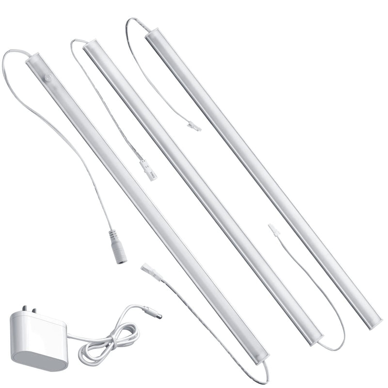 Motion Sensor Under Cabinet Lighting Indoor Plug in, 16" 12V LED Under Counter Lights Super Bright Magnetic for Kitchen/Hallway/Toilet/Garage/Closet(Cold White/6000K, 3 Pack) Cool White/6000K 3 Pcs