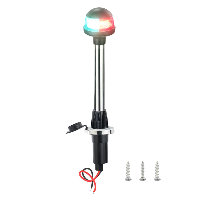 Boat Navigation Lights,Bow Lights for Boats LED,Bi-Color Light Pole Removable 2 Pin Plug-in Mount Base,DC12V 12 Inches
