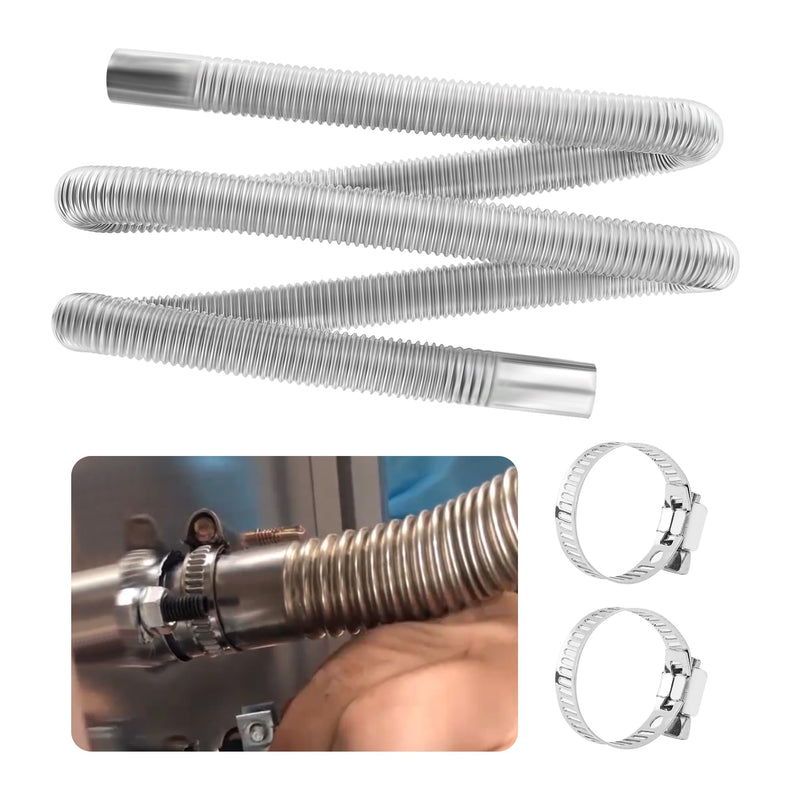 59" Diesel Heater Exhaust Pipe,1" ID Stainless Steel Flexible Exhaust Tubing with 2 Hose Clamps,Universal Exhaust Hose Kit Diesel Heater Accessories for Diesel Air Heater (59") 59"