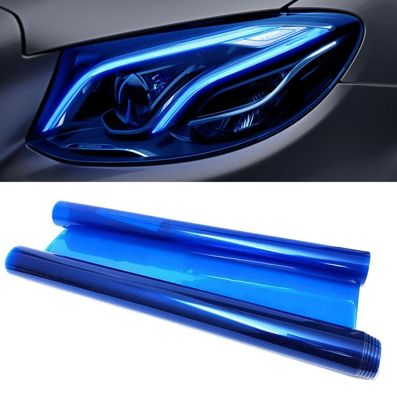 Car Taillight Headlight Fog Light Light Self-Adhesive Tint Film, 12×48 Inches Vinyl Protector Color Shiny Sticker Film, Auto Modification Cover for Cars, Trucks, SUVs(Blue) Blue