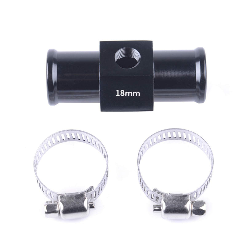 Aluminum Water Temp Joint Pipe Water Temp Meter Temperature Gauge Joint Pipe Radiator Sensor Adaptor Clamps Black 18mm