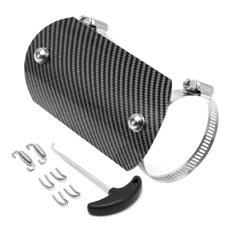 Exhaust Heat Shield Muffler Pipe Heat Cover Protector Guard Imitation Carbon Fiber Stainless Steel for Motorcycle Moped Pit Dirt Bike ATV Scooter (H) H