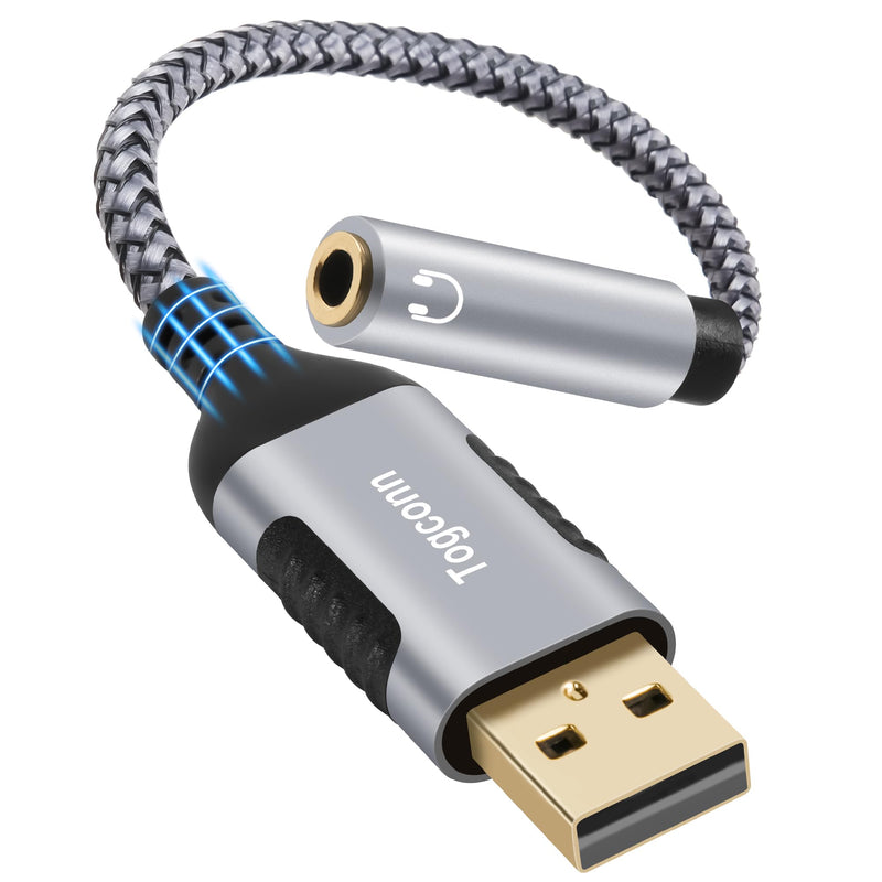 USB 3.0 Male to 3.5mm TRRS 4-Pole Female Headphone Jack Adapter, USB-A to Aux Audio Dongle Cable Cord, External Sound Card Converter for Headset, Mac, PC, Laptop, Mac, Desktops, Linux, PS4-0.6 Feet 1 Pack USB A Male to 3.5mm Female