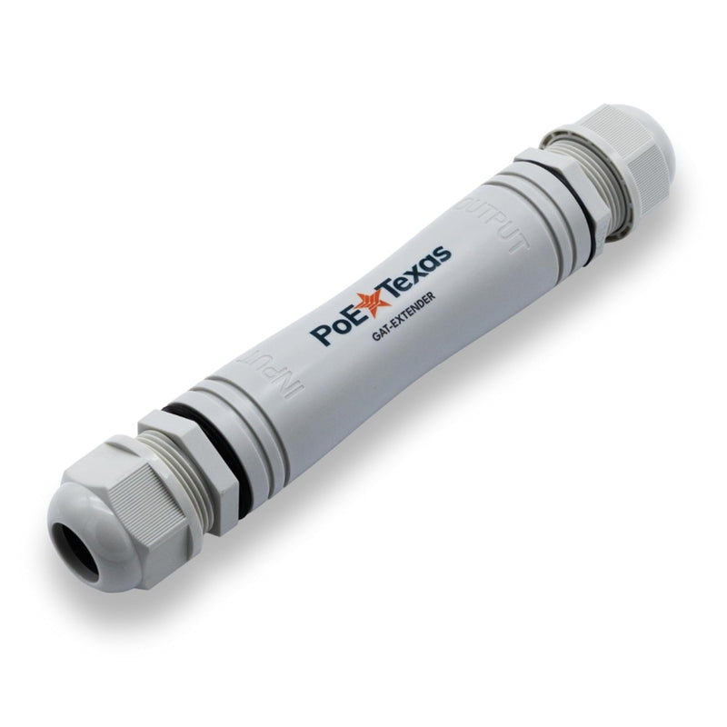 PoE Texas Outdoor PoE Repeater - Plug & Play IP67 Waterproof Extender Expands 22 Watts of Power & Gigabit Data up to 330' to High Powered Devices - Compatible with IEEE 802.3af/at Switch or Injector