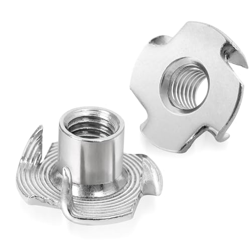 3/8"-16 Stainless Steel T-Nuts Durable Anti-Corrosion Threaded Inserts Tee Nut Four Prongs Nut for Wood and Furniture, 30 PCS 3/8"-16 x 1/2" 304 Stainless Steel