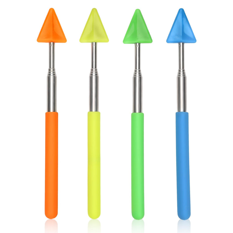 4pcs Teacher Pointer Stick Arrow, Telescopic Pointer Stick Funny Arrow Pointer Triangular Retractable Pointer Extendable Handheld Guiding Stick for School Office Presentation Classroom