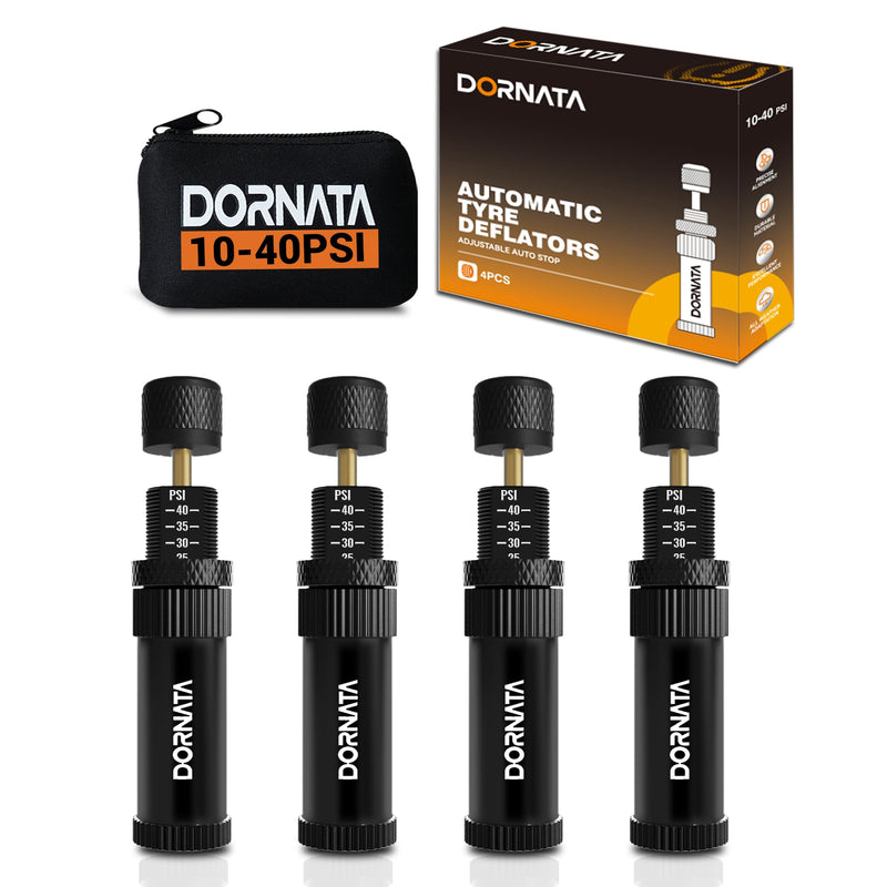 Adjustable Tire Deflator Auto-Stop (10-40 PSI) Offroad Accessories Valve Stem kit 4x4 Tyre Air Down Tool for Truck, Pickup, Motorcycle,Jeep etc.(Black) BLACK