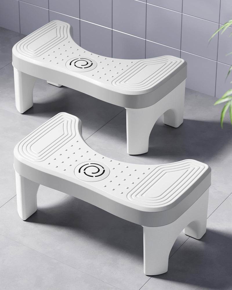 Recximi 2 Pack Toilet Potty Stool Adult, Portable Bathroom Stools for Adults, 7 Inch Step Stool with Fresher Box, Toilet Feet Pooping Stool for Toilet to Help Poop, Grey Gray