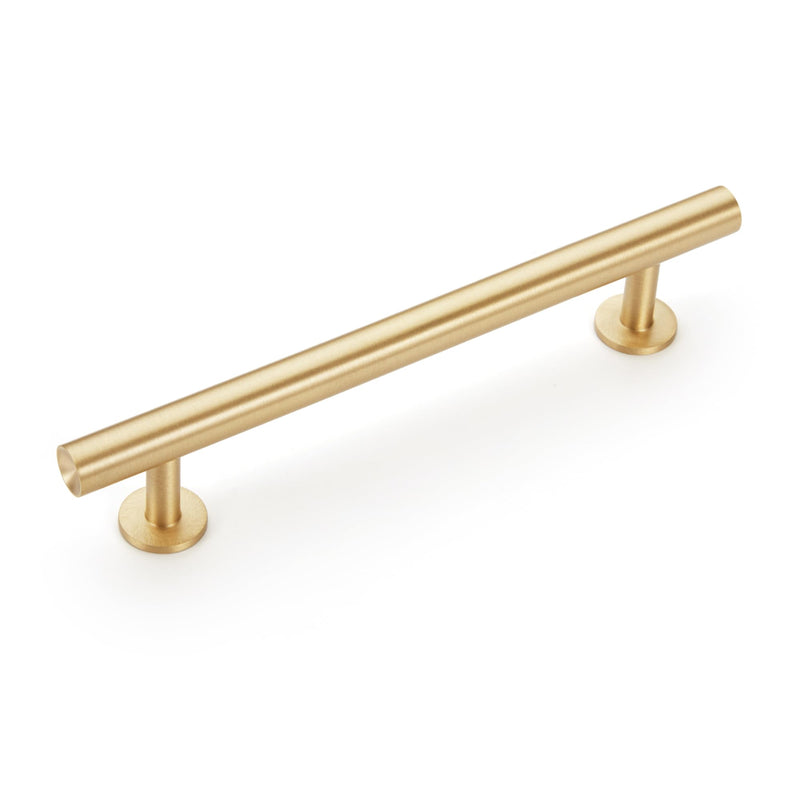 2-Pack Solid Brass Cabinet Pulls, Gold Kitchen Cabinet Handles, Gold Dresser Drawer Pulls, Modern Furniture Hardware, 5 Inch Hole Center, Brushed Finish 2 2-Hole, 5 Inch(128mm) Centers
