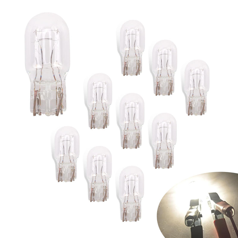 10 PCS T20 1891/7443 Miniature Car Halogen Brake Light, 12V 21/5W Waterproof Daytime Running Lights, Universal Double Wire Instrument Lights Bulb Replacement for Truck SUV Car (White Light) 10 PCS White Light #T20