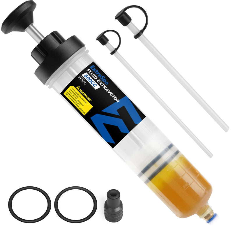 500CC Fluid Extractor, Fluid Syringe Pump, Oil Extractor for Cars Ships Engines Lawn Mowers Fluid Extraction and Filling, with 2 Transparent Hose 500CC