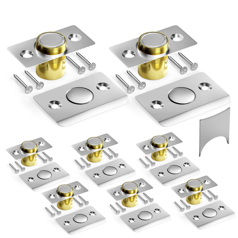 Silent Ball Catch, Adjustable Strong Magnet Door Catch，Using Noise Free, Replacing Door Ball Catch, with Identical Installation Dimension(8 Pack, Silver) 8Pack