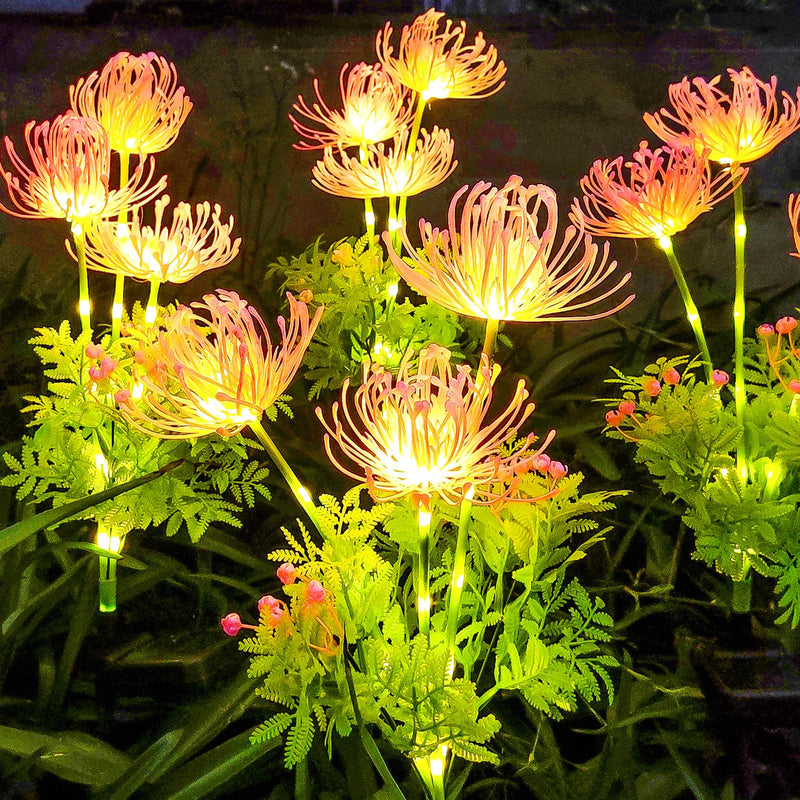SmilingTown Solar Lights with Light-up Flowers and Stems Outdoor Pathway Decorative Lights Solar Powered Waterproof Lights for Yard Patio Lawn Garden 4 Pack