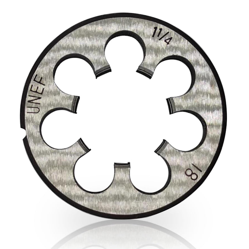 1 1/4"-18 Die UNEF 1-1/4"-18 TPI Right Hand Nominal Diameter 1 1/4" Thread Per Inch 18 Fin Thread Tolerance Grade 2B Right Hand Thread High Speed Steel HSS 1 1/4"-18 Die