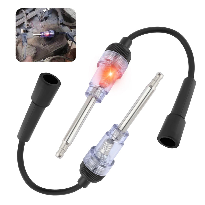 Spark Plug Tester with Indicator Lights,Spark Tester Small Engine for Check Ignition System,Universal Ignition Coil Tester Tool Car Accessories for Cars,Motorcycle,Lawn Mower (2PCS) 2PCS