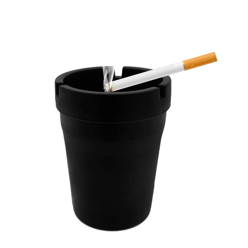 Car Ashtray, Smokeless Smellproof Windproof Self-Extinguishing Auto Ashtray, Portable Mini Vehicle Cigarette Trash Can Fits Most Cup Holder for Home Office, Car Accessories (Black) Black