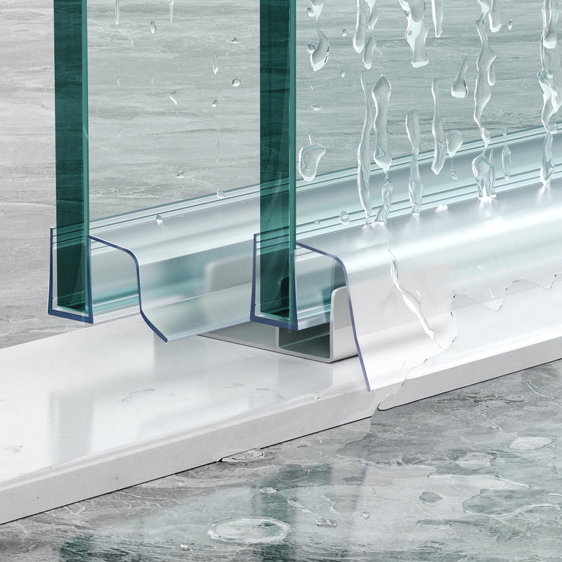 Sliding Shower Door Bottom Seal, 2 PCS 3/8" x 36" Sliding Shower Door Sweep for 3/8Inch Glass, Frameless Glass Door Seal Strip Stop Shower Leaks and Create a Water Barrier For 3/8" Glass
