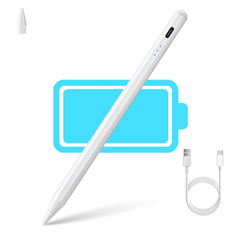 Stylus Pen for iPad 2018-2024, 20mins Fast Charge Pencil 2nd Generation, Tilt Sensitivity and Palm Rejection for iPad 6/7/8/9/10,iPad Pro 11"/12.9",iPad Air 3/4/5,iPad Mini 5/6 (white) white