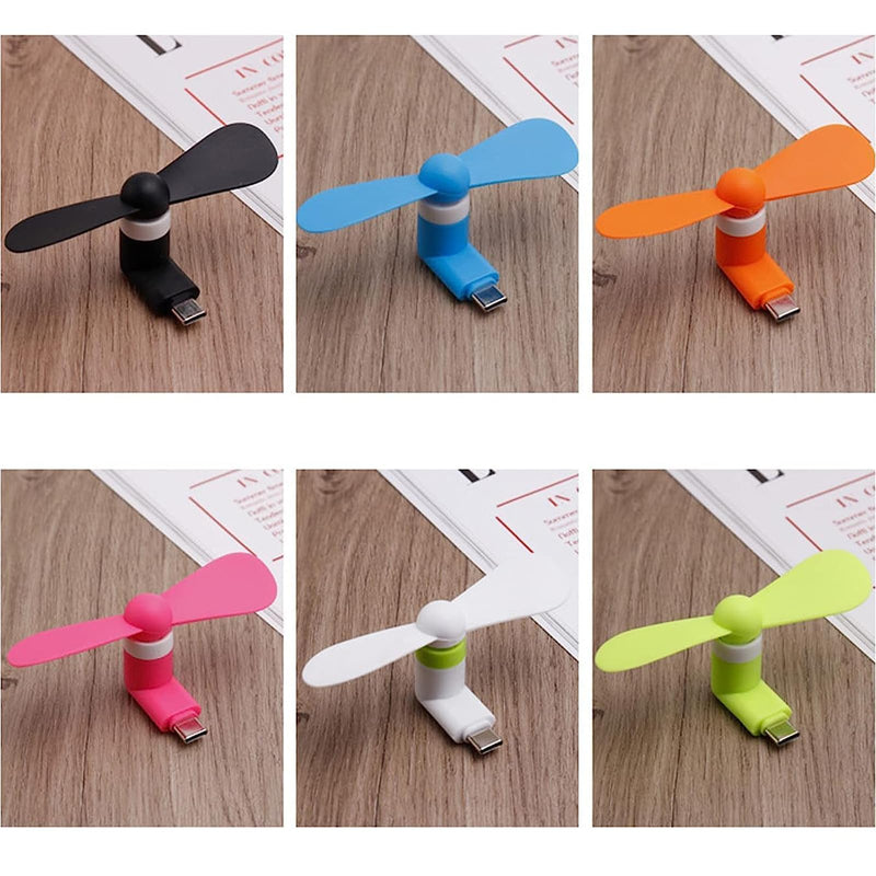 USB C Phone Fan, Mini Cellphone Fan Compatible with Samsung Galaxy S23+ S23 S22 S21 S20 S20+, Note 20 A54 A24 A23, Google Pixel 8 7A pro 6A (6 Pack)