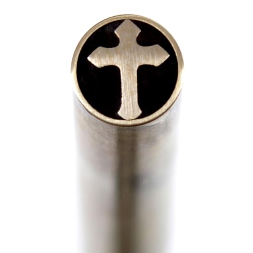 EZSMITH Mosaic Pin - (0.375 (3/8) Inch Diameter) - (Cross) - (MP-1005BB-375) - (Brass Outer)(Brass Inner) - Decorative Knife Handle Pins and Rods for Fixed Blade Knives MP-1005BB-375