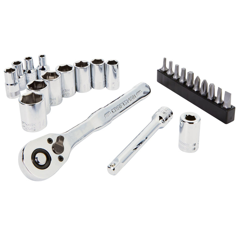  [AUSTRALIA] - CRAFTSMAN Socket Set, 24-Piece, 1/4 Inch Drive, Metric, Includes Storage Case (CMMT12110LZ) NEW MM Set