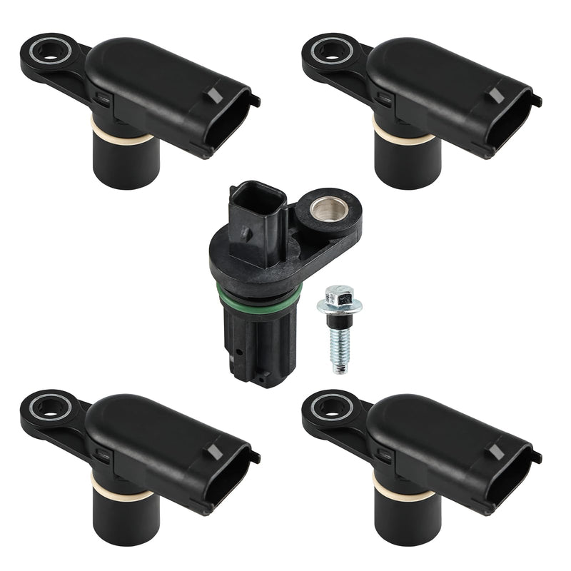 4 Pcs Camshaft Position Sensors & 1 Pcs Crankshaft Position Sensor Compatible with Chevy Equinox Impala Malibu Traverse GMC Acadia Terrain Cadillac Buick, Replacement for 12615371, 12615626