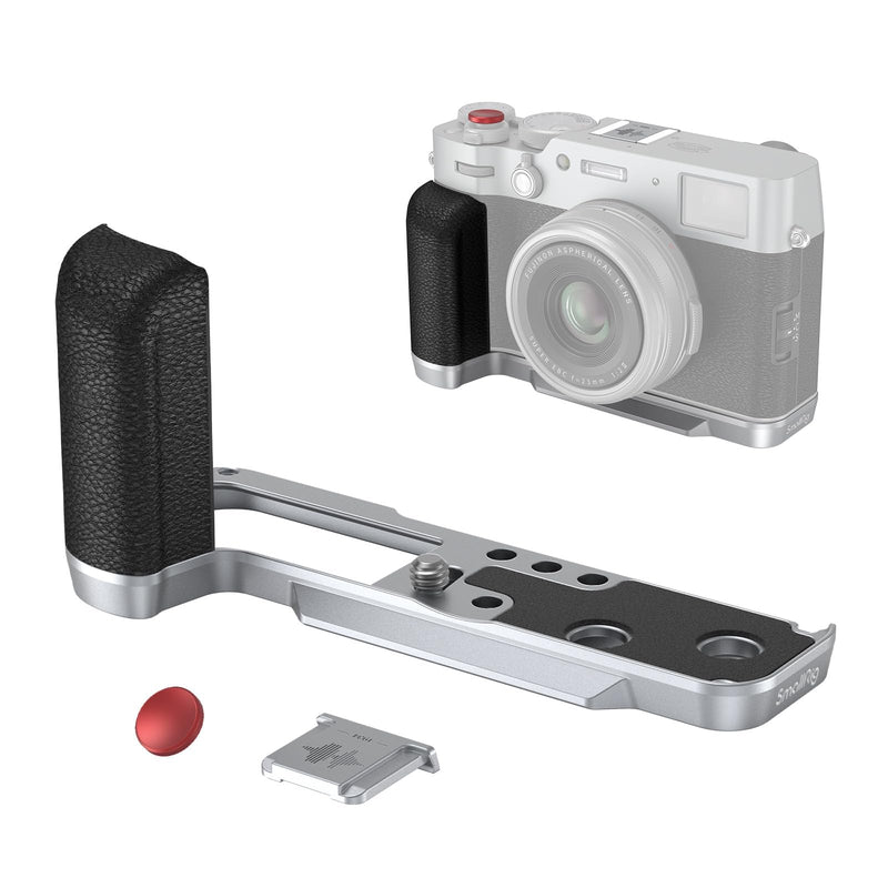 SmallRig X100VI / X100V Handgrip L-Shape Grip with Quick Release Plate for Arca, Lightweight Silicone Side Handle, Shutter Button and Hot Shoe Cover for FUJIFILM X100VI / X100V Cameras (Silver) - 4555 Silver
