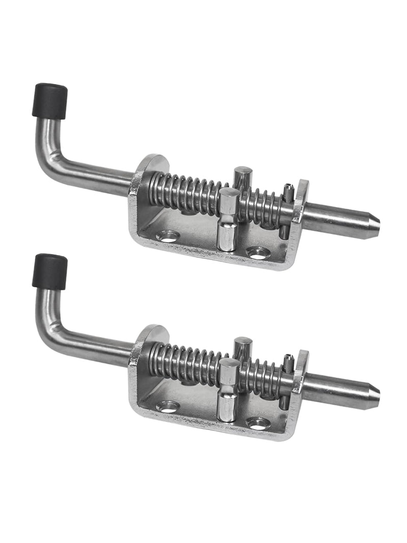 Spring Loaded Gate Latch Pin Barrel Bolt Durable for Shed Doors Wood Metal Gate - 2pcs (Heavy Duty SS 2pcs) Heavy Duty SS 2pcs