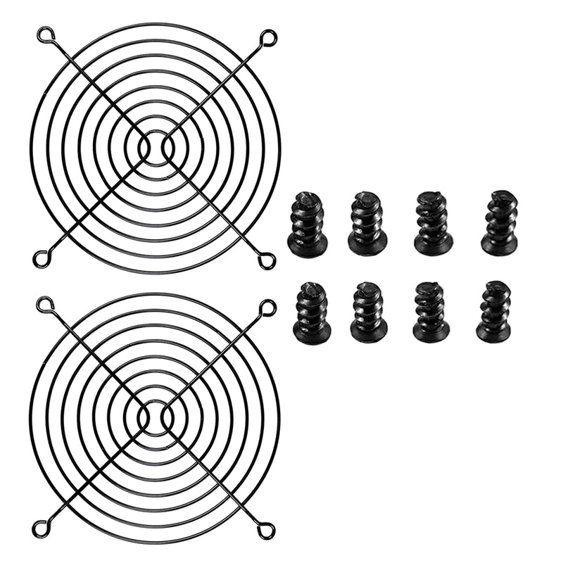 120mm Fan Grill,PC Fan Cover,Black PC Fan Grill Guard,Metal Slivery Black Replacement Screws,for PC Ventilator,2Pack. FCI2-2 PCS