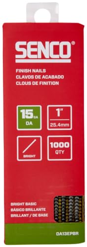 SENCO DA13EPBR 34 Degree Collated Finish Nails, 15 Gauge, 1 Inch Length, Bright, 1,000 Count Pack 1-inch Steel Bright Basic