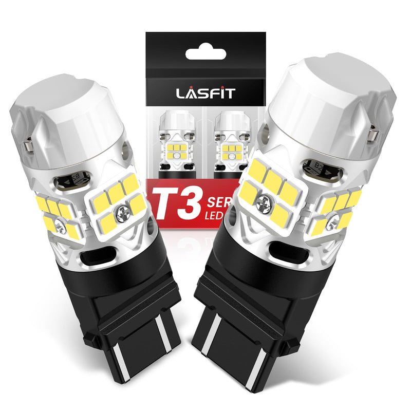 LASFIT T3 3157 LED Bulb for Reverse lights Built In Resistor Canbus Ready 4114 3156 3057 4157 4057 3457 LED White Bulb for Backup Tail Parking Brake Daytime Running Light Side Marker Turn Signal(2pcs)