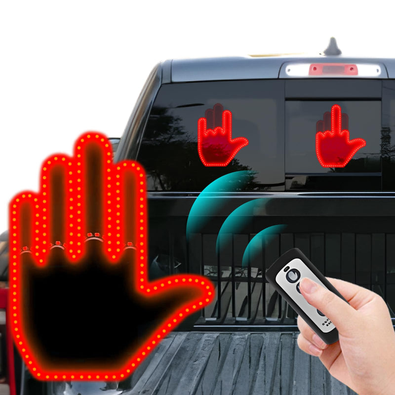Middle Finger Car Light - Glogesture Hand Light for Car,Light Up Middle Finger for Cars Window, Led Hand Gesture with Remote,Road Rage Hand Led Sign, Fun Truck Accessories B