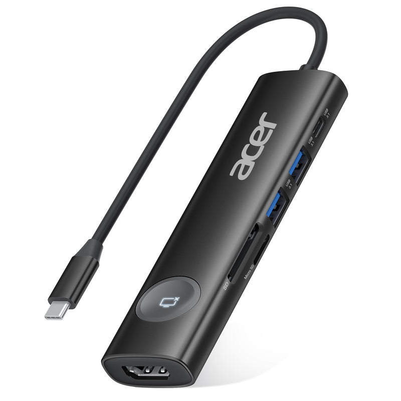  [AUSTRALIA] - Acer 4K@60Hz USB C Hub, 7 in 1 USB C to HDMI Splitter with USB-A 3.1 & Type-C Data Port, 100W PD & SD Card Reader, USB-C to HDMI Adapter for iPad Pro MacBook Pro Laptops & Other Type C Device - Black