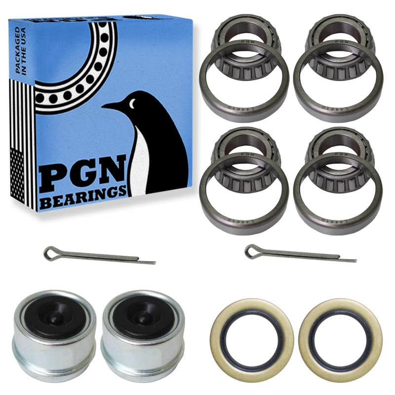 PGN L44649 Bearing Kit - High-Speed & Quiet Rotation Trailer Axle Kit for Trailer Wheels and More - L44649/L44610 and 12192TB Seal OD 1.980'' - Dust Covers and Cotter Pins - Fits for 1-1/16"