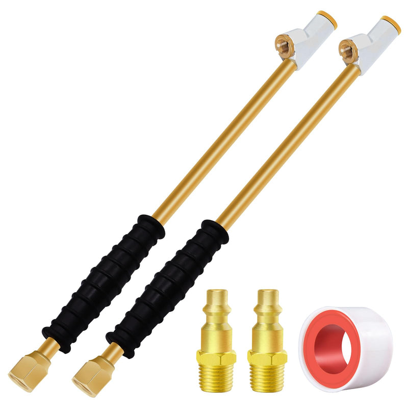 GODESON Air Chuck for Semi Truck,11.8" Extended Reach Dual Head Nozzle,1/4" FNPT Brass Rod with Rubber Handle,2-Way Connection air Chucks for Tires(Pack of 2) Copper 11.8-inch