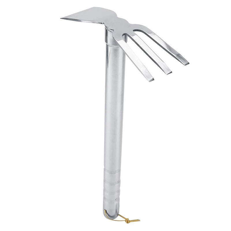 Stainless Steel Hoe and Cultivator, Hand Tiller for Gardening, Weeding, Tilling Soil Heavy Duty Bend Proof Mini Stainless Steel Fork and Blade Rust Proof Finish
