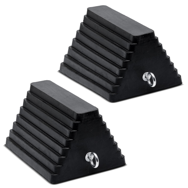 Vergo Industrial Extra Large Wheel Chock 2-Pack - Heavy Duty Molded Rubber XL Wheel Chock for Trucks, Trailers, RVs or Large Freight Equipment - Max Weight Capacity 20 Tons / 40,000 lbs (No Handle) No Handle (2pack)