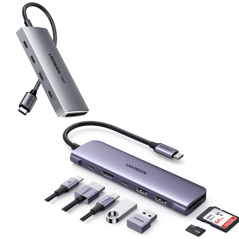 UGREEN USB C Hub 10Gbps Bundle with UGREEN Revodok 1071 USB C Hub