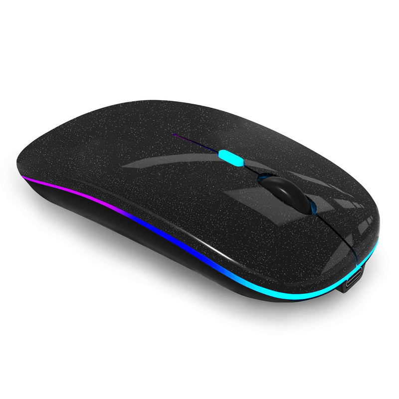 Wireless Bluetooth Mouse,LED Rechargeable Silent Slim Laptop Mouse,Portable(BT5.2 or USB Receiver) Dual Mode Computer Mouse for Laptop,ipad Tablet,Apple Desktop,Mac.(Pearl Black) Pearl Black Wireless Bluetooth Mouse