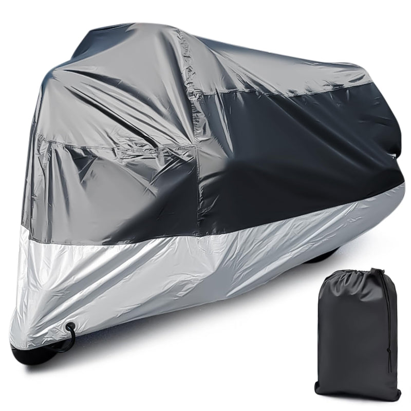 Motorcycle Cover Waterproof Outdoor - PSLER Universal Rainproof Snowproof Motorcycle Dust Cover with Lock-Holes and Storage Bag for Heavy Duty Motorbike, Moped, Dirt Bike, 96 x 49 x 41 Inch, XXL